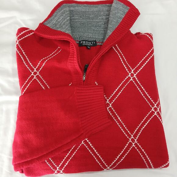 Pronti Collection by PHITA Men's 4XL Red Argyle 1/4-Zip Neck Big & Tall - Picture 8 of 15